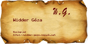 Widder Géza névjegykártya