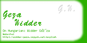 geza widder business card